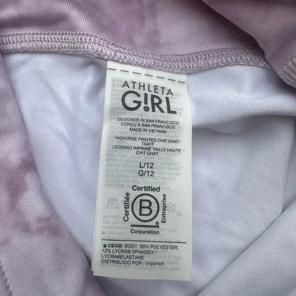 NWT ATHLETA GIRL
HIGH RISE PRINTED CHIT CHAT TIGHT
LEGGING size L 12 - Picture 6 of 7